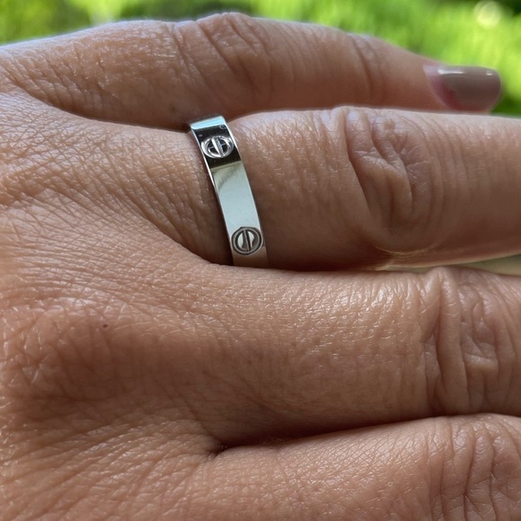 LUXURY SILVER SCREW RING LOVE BAND RING - Picture 4 of 16